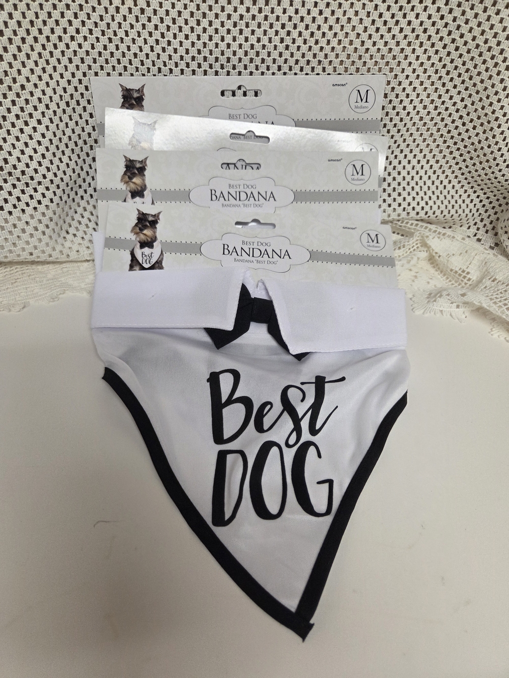 Best Dog White & Black 'Best Dog' Bandana Set Of 4